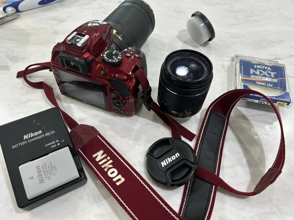 Nikon D3400 DSLR Camera with 18-55mm and 70-300mm Lenses, Case Included Lenses